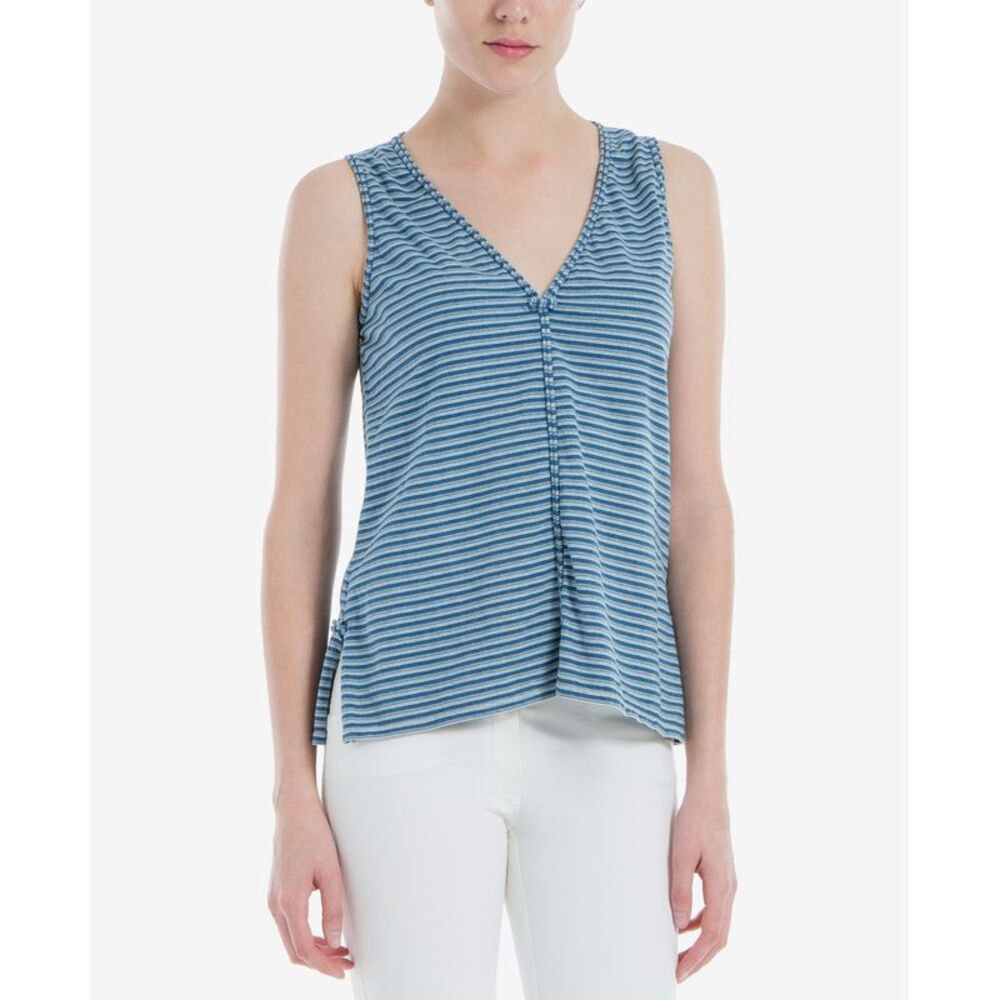 Max Studio London Striped V Neck Top